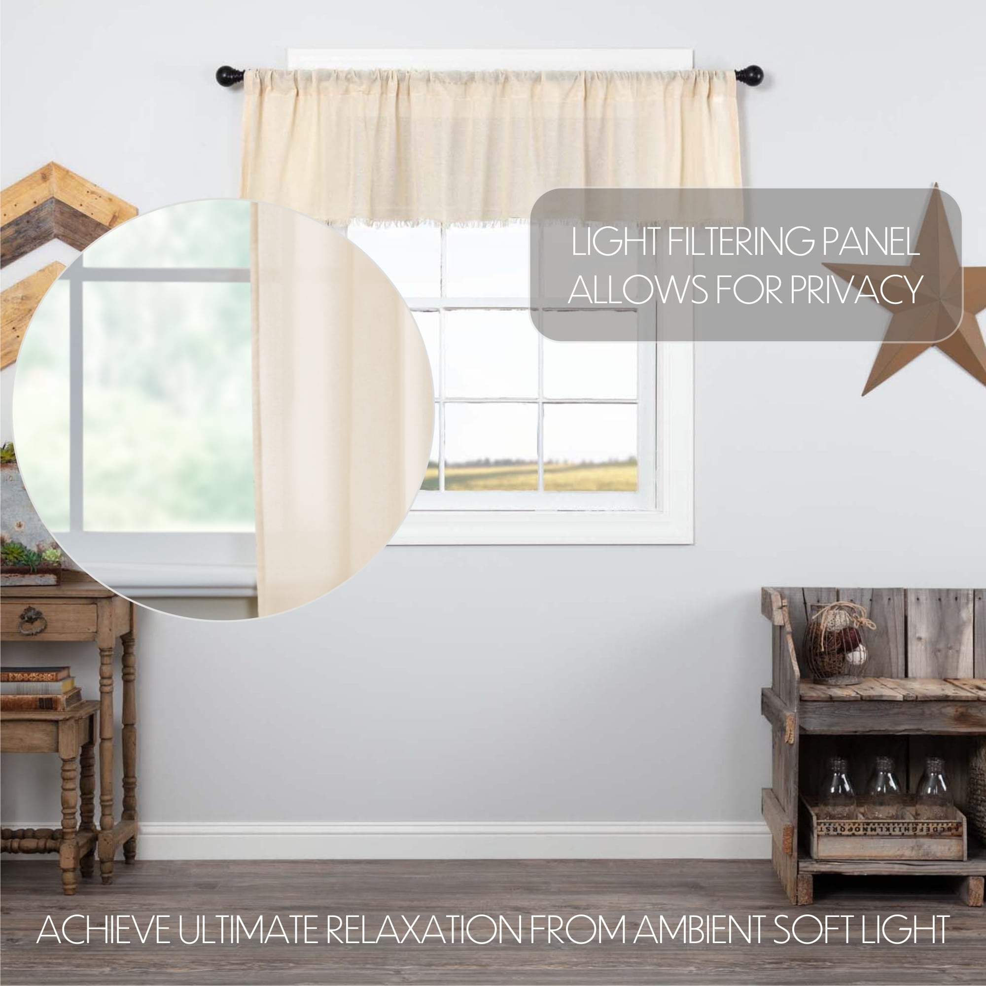 Tobacco Cloth Fringed Valance