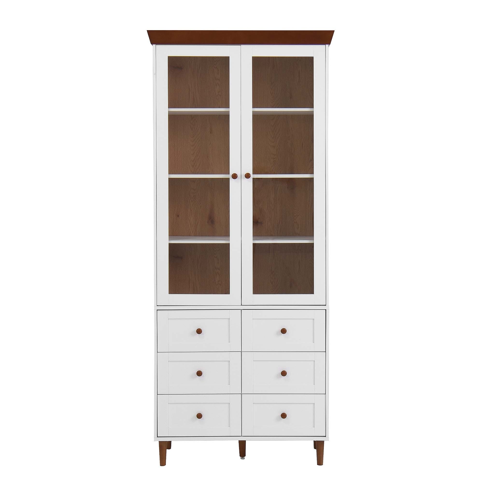 2PC Free Standing 5 Tier Bookshelves,Kitchen Pantry Cabinet,Bookcases,Two-Tone Storage Cabinet with Adjustable Shelves