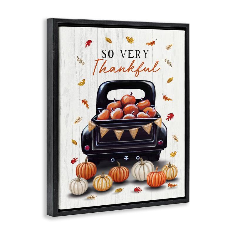 Stupell Autumnal So Very Thankful Framed Floater Canvas Wall Art Design By Elizabeth Tyndall