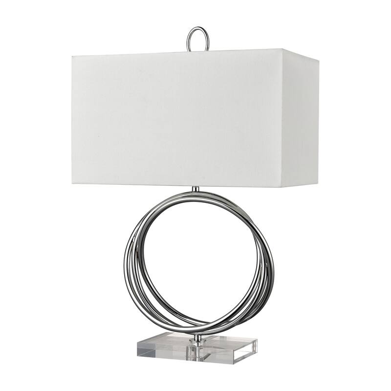 Elk Home Eero Chrome With White Linen Shade 1 Light Table Lamp