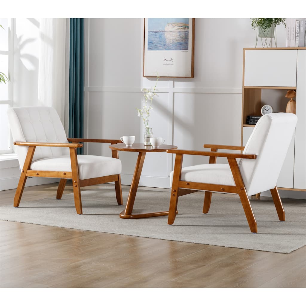 Mid Century Modern Accent Chairs Set of 2 with Side Table - Overstock ...