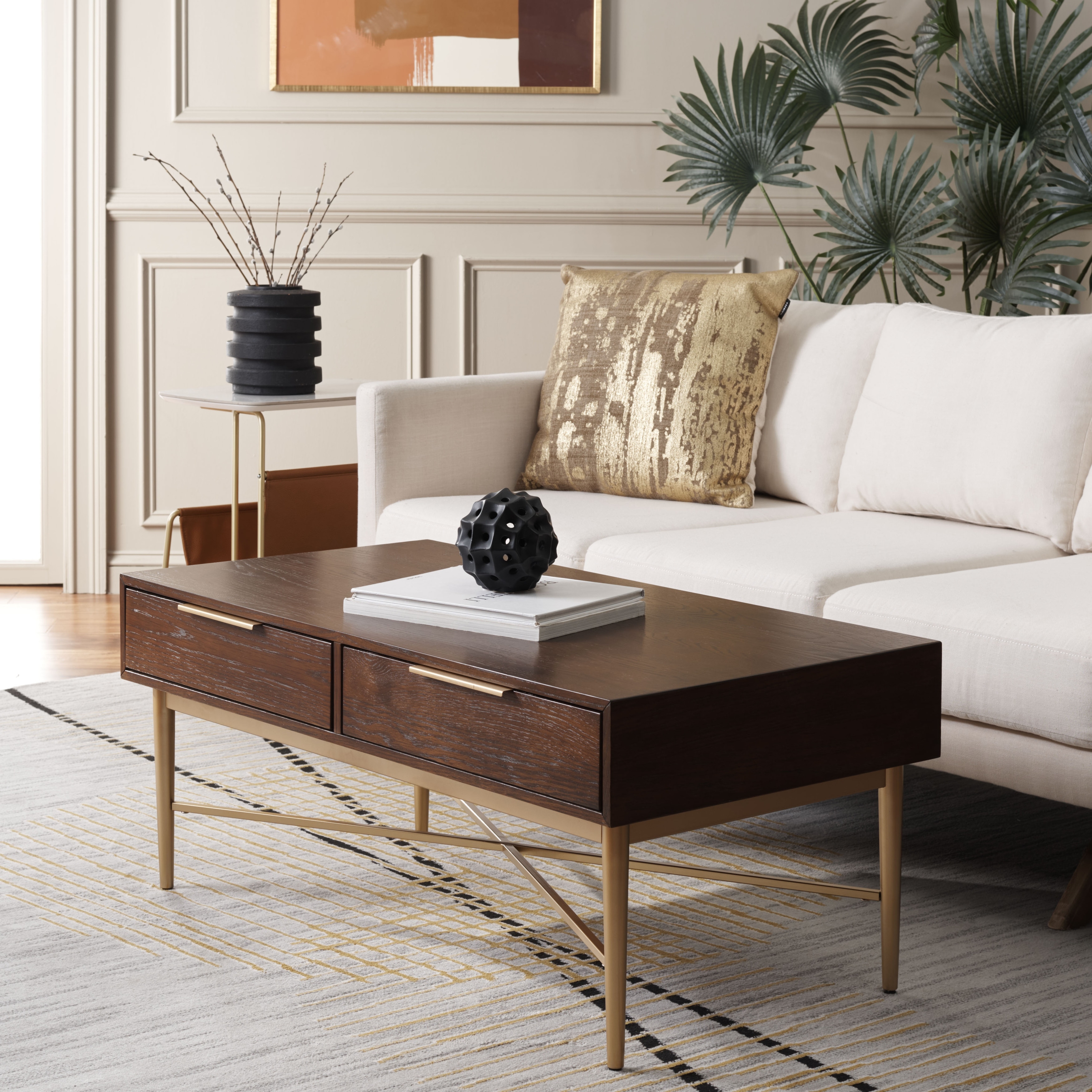 SAFAVIEH Hellen Glam Metal Coffee Table, 42-Inch - 42Wx22Dx18H