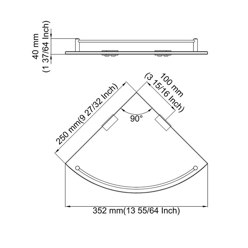 Wall Mount Bathroom Corner Triangle Glass Shelf