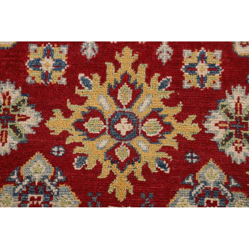 Traditional Kazak Oriental Accent Rug Hand-Knotted Red Wool Carpet - 3'3"x 4'10"