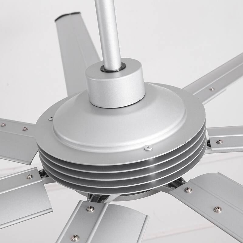 Ceiling Fan Industrial 84" Modern Silver 7-Blade LED Light