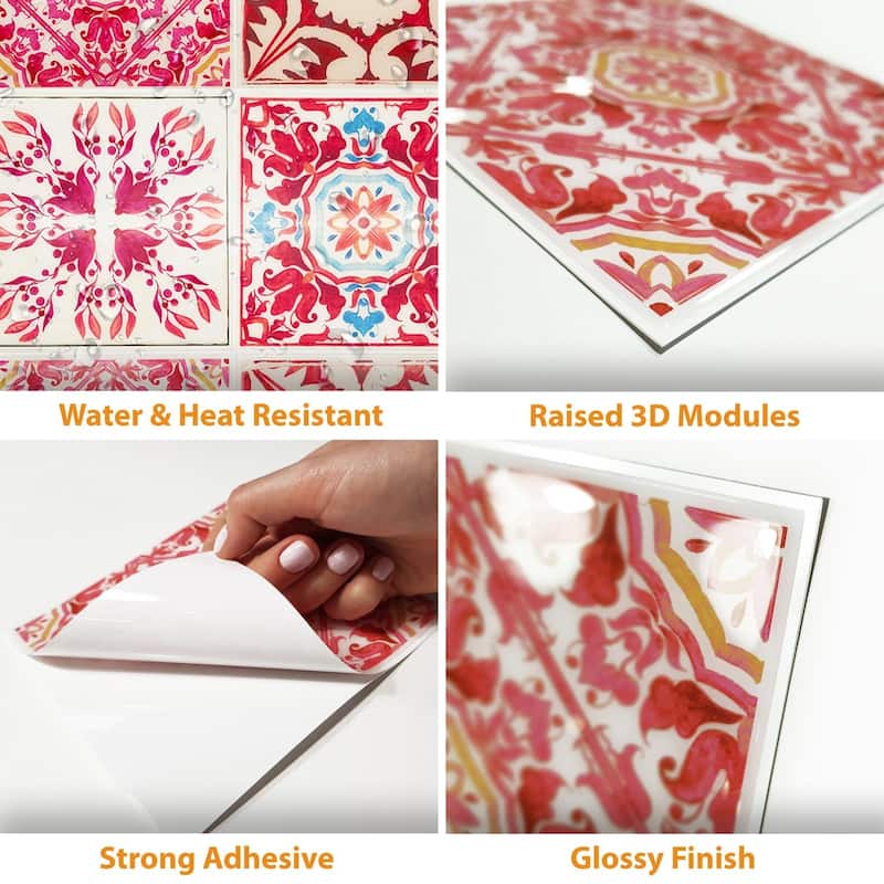 Walplus 3D Sticker Tile Splashbacks Mosaics Peel and Stick Kitchen Backsplash