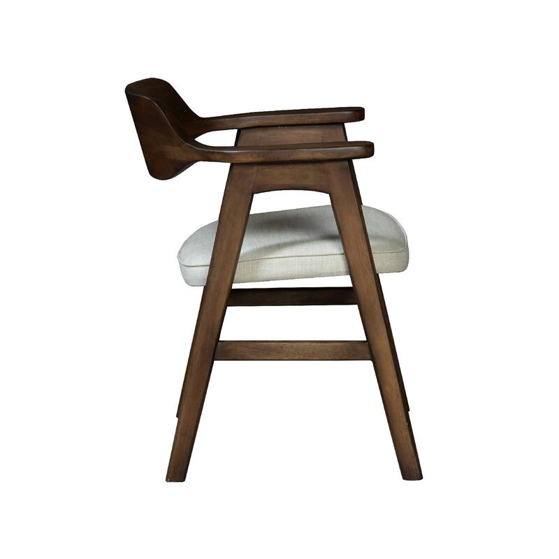Zsy Dining Armchair, Sand White, Java Brown Birch Wood, Curved Back
