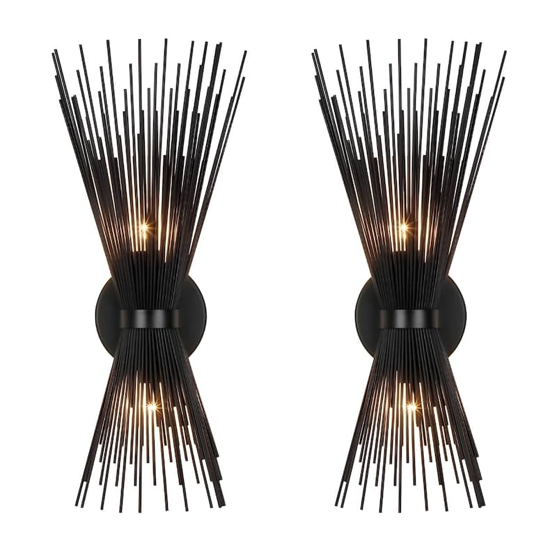 Duo Wall Scones Light Metal Spike Wall Sconce Black Color (Set of 2)