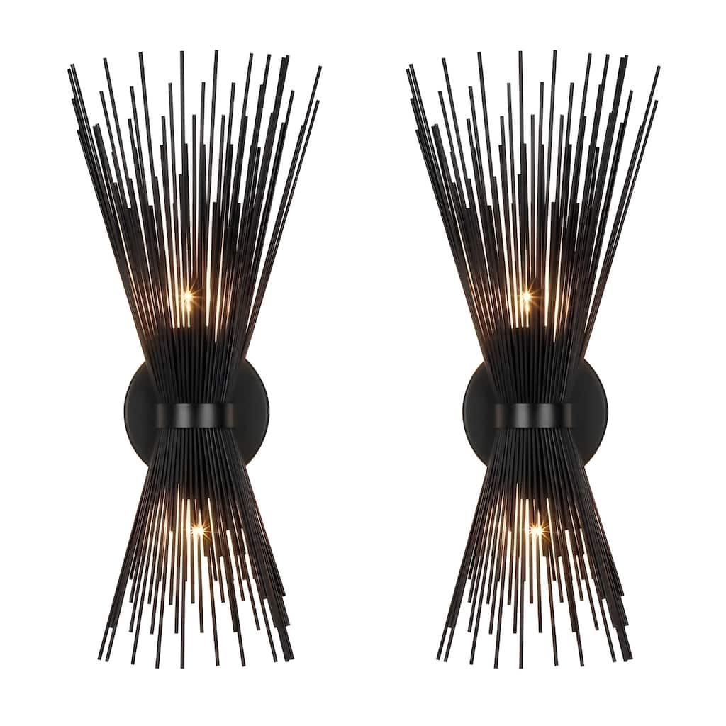 Duo Wall Scones Light Metal Spike Wall Sconce Black Color (Set of 2)