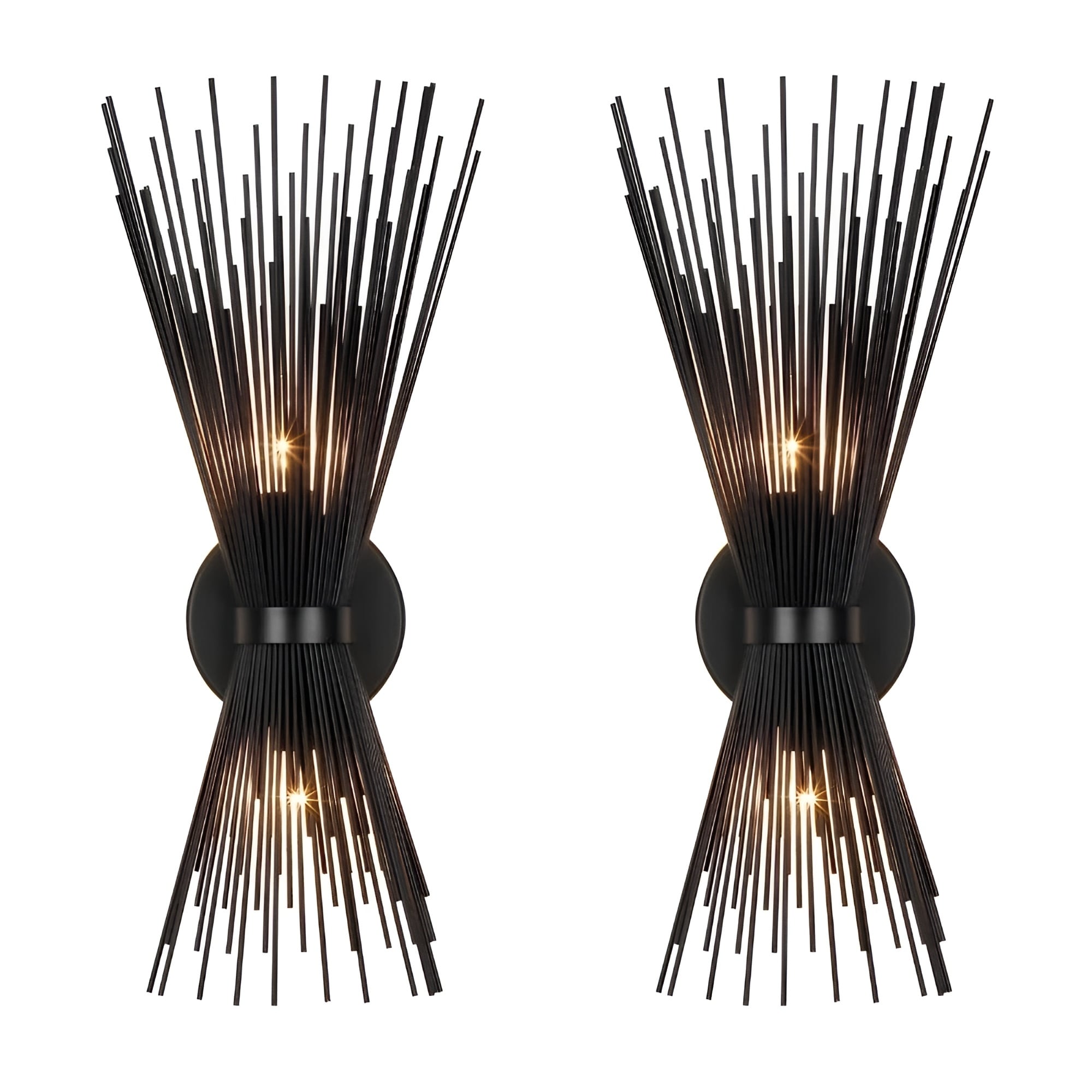 Duo Wall Scones Light Metal Spike Wall Sconce Black Color Set of 2