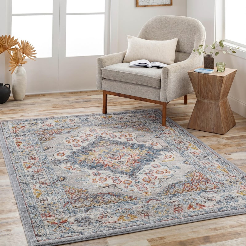 Livabliss Ankara Updated Traditional Medallion Area Rug - Grey - 8' 10" x 12'