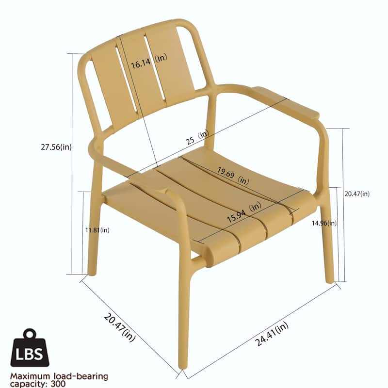 Commercial-Grade PP Chair Set with Coffee Table - No Assembly