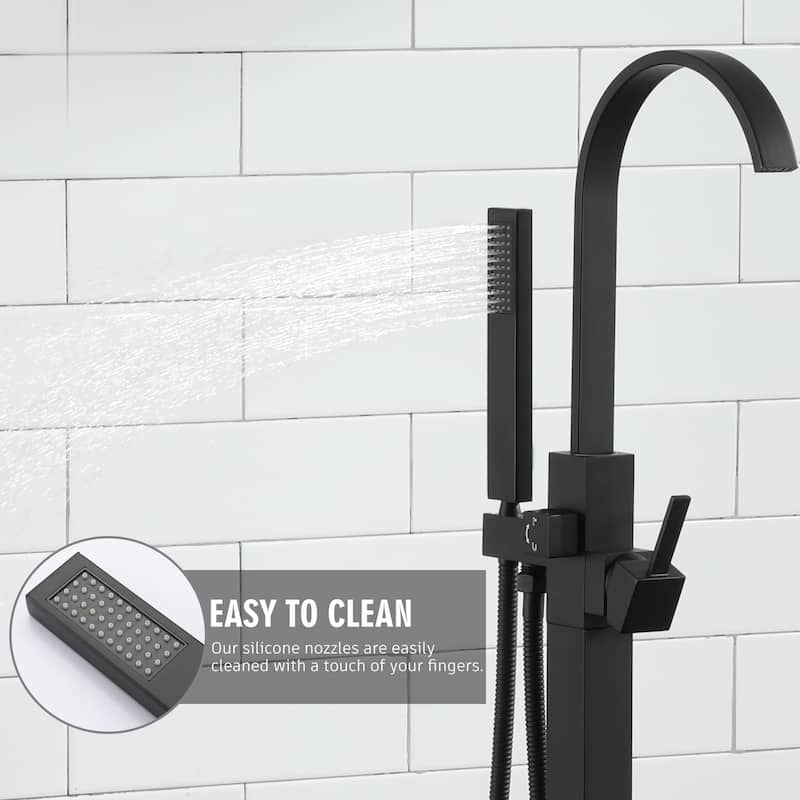 Single Handle Freestanding Gooseneck Bath Tub Filler Faucet