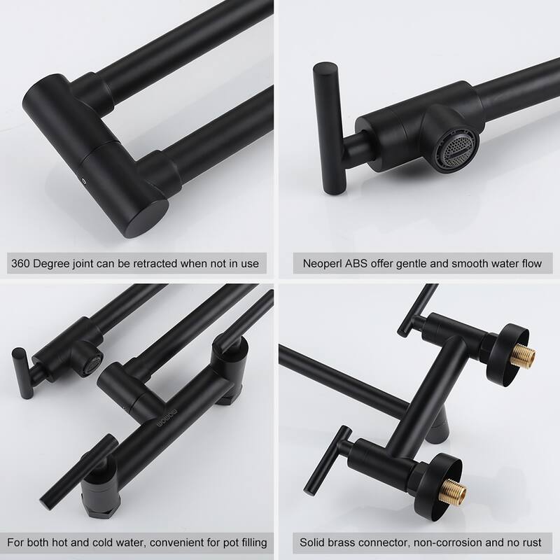 WOWOW Wall Mounted Pot Filler Faucet with Hot Cold Water Control