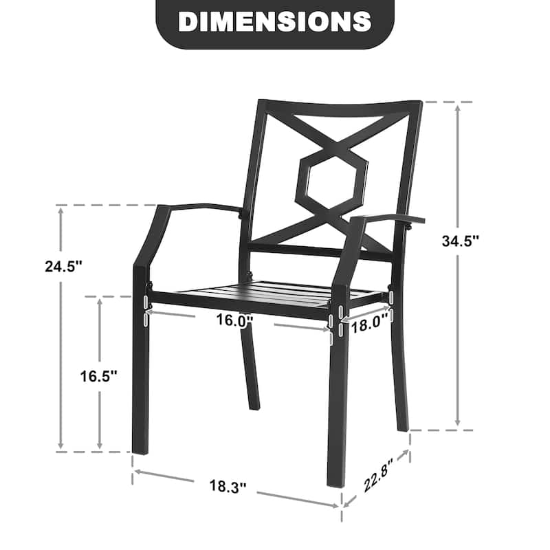 Nuu Garden Iron Stackable Outdoor Patio Chairs with Powder-coated Finish (2-Pack)