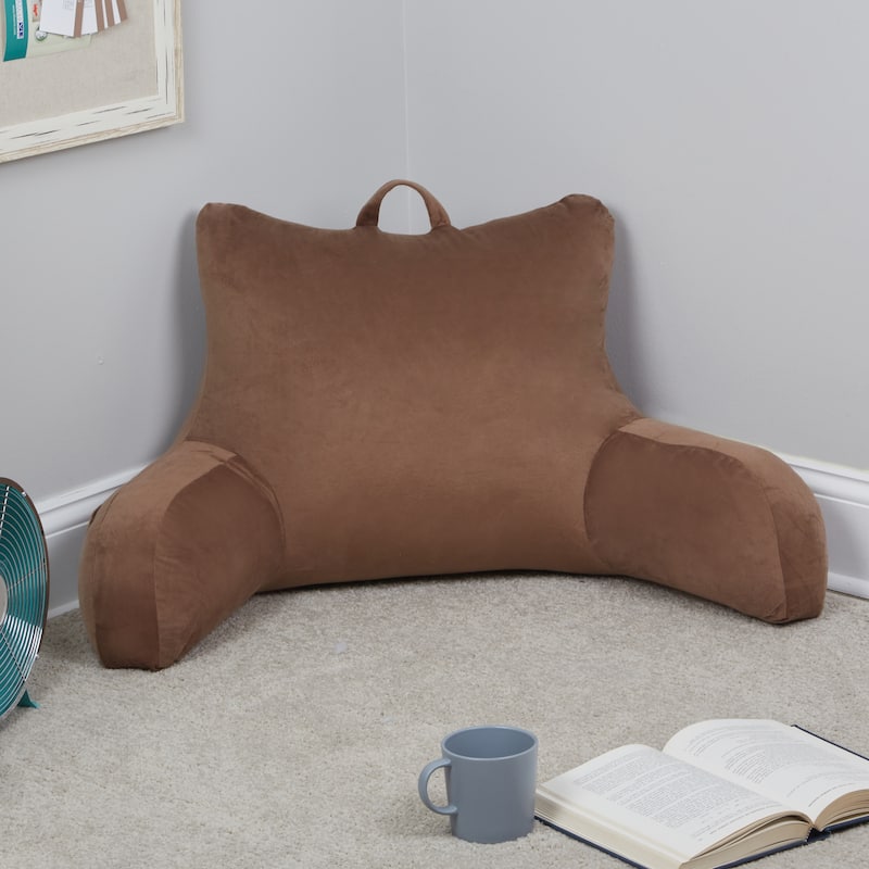 Klear Vu Velour Bed Rest Back Support Pillow with Pocket and Handle