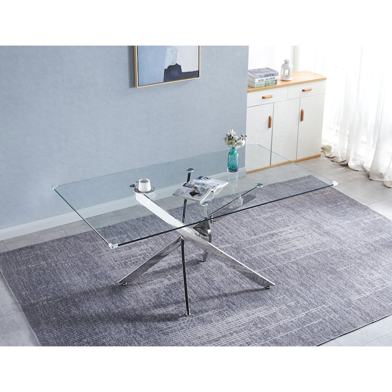 Rectangular Tempered Glass Dining table