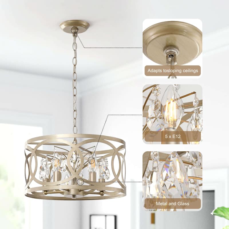 Aurelia 5-light Metal Cage Drum Pendant Chandelier