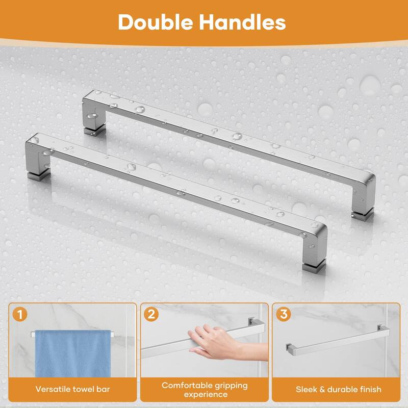 60" W x 74" H Door Double Sliding Frameless Shower Door with 8mm easy clear Tempered Glass