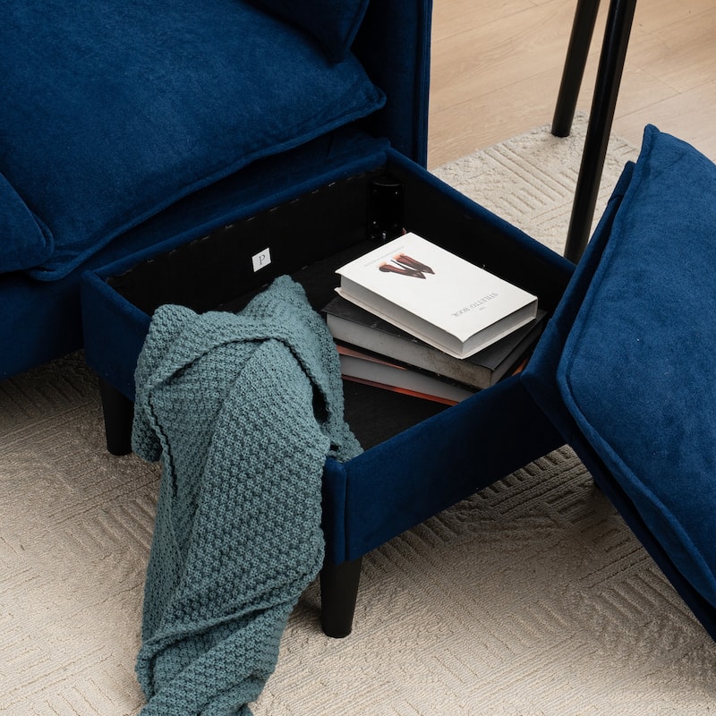 L-Shaped Modular Sectional Sofa with Storage Ottoman, Convertible Sofa with Waterfall Armrests, Comfy 3-Seater Cloud Sofa