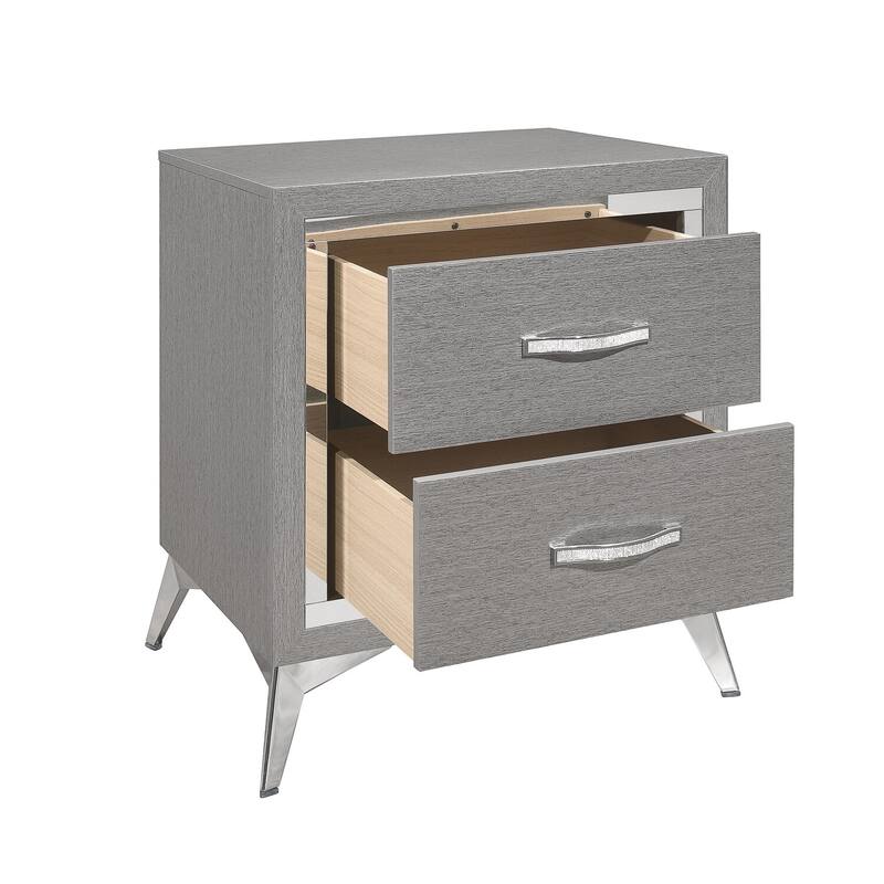 Gray 2 Drawer 16.18 in. W Nightstand with Trimmed Edge Design