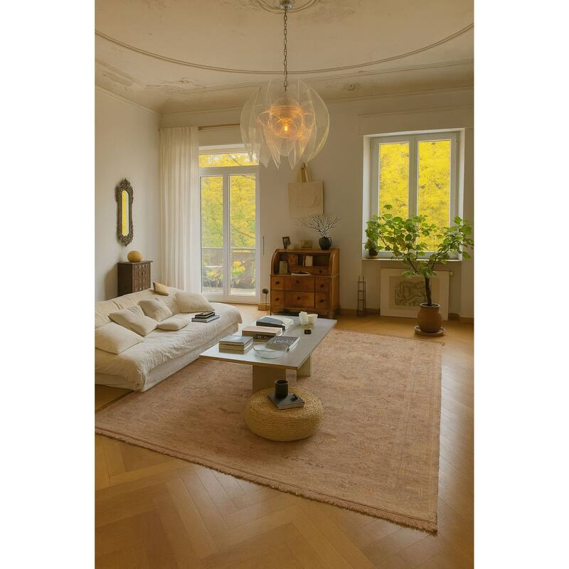 ECARPETGALLERY Hand-knotted Kavya Oushak Grey Wool Rug - 9'0 x 12'0