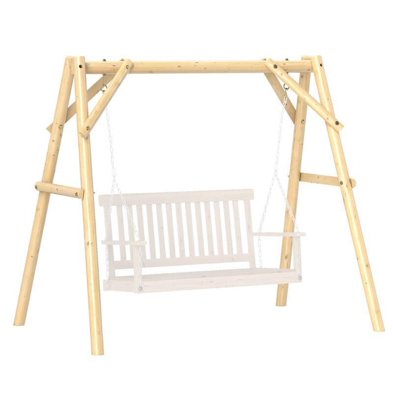Outsunny 660 lbs Porch Swing Frame, Heavy Duty A-Frame Wooden Swing Stand for DIY Painting