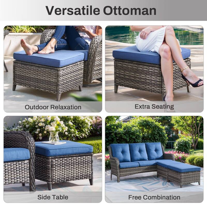 Gymojoy 5-Piece Outdoor Furniture Set, 2 Patio Chairs, 2 Ottomans & 55K BTU Fire Pit Table