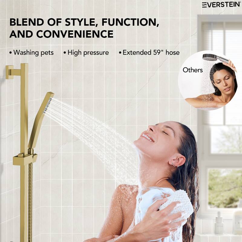 Dual-Function Wall Mounted Waterfall & Rainfall Shower Faucet Set With Rough-In Valve - 22"*10"