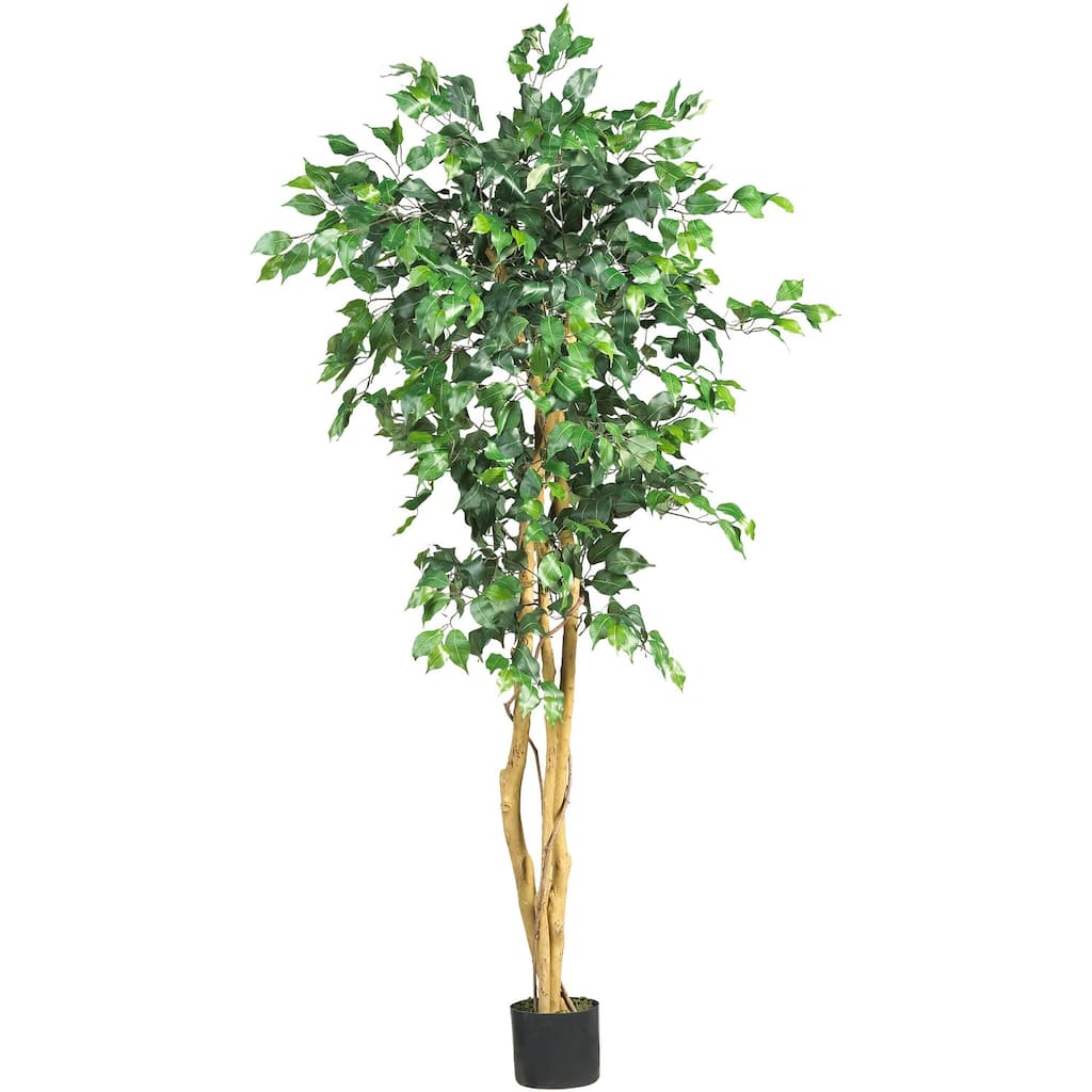Artificial Ficus Tree 5ft - Realistic Faux Tree Indoor Decor - Elegant Green Plant for Home Office - 41-50 Inches