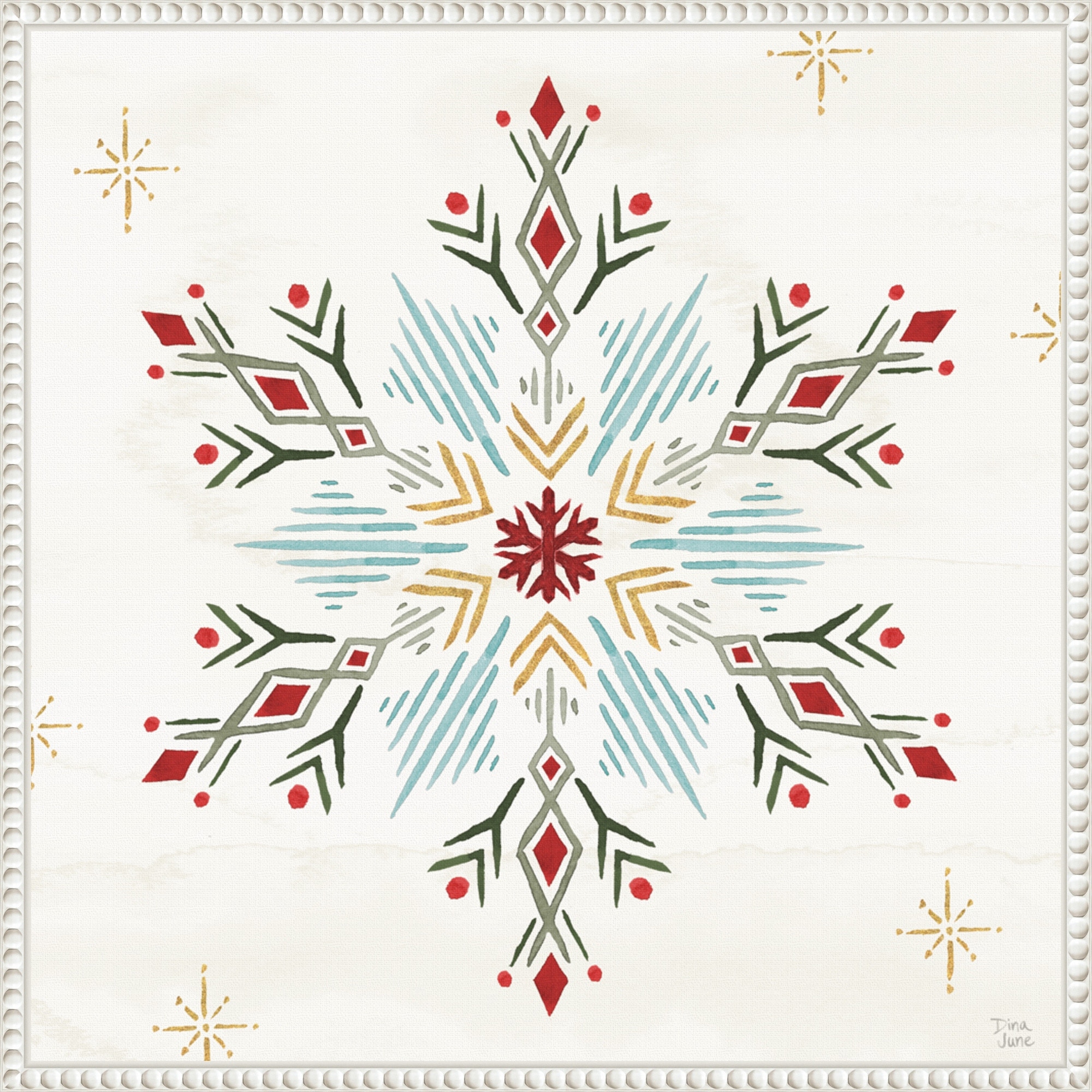 Winter Moment XII by Dina June (22 x 22 in.), Framed Canvas Wall Art Print - Sylvie Beaded White
