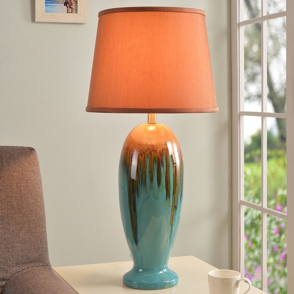 Bellmore Teal Ceramic Glaze 3-way 31.5-inch Table Lamp