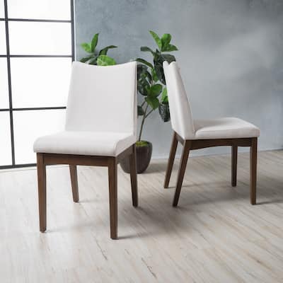 Set of 2 Fabric Upholstered Dining Chairs With Solid Wood Frame