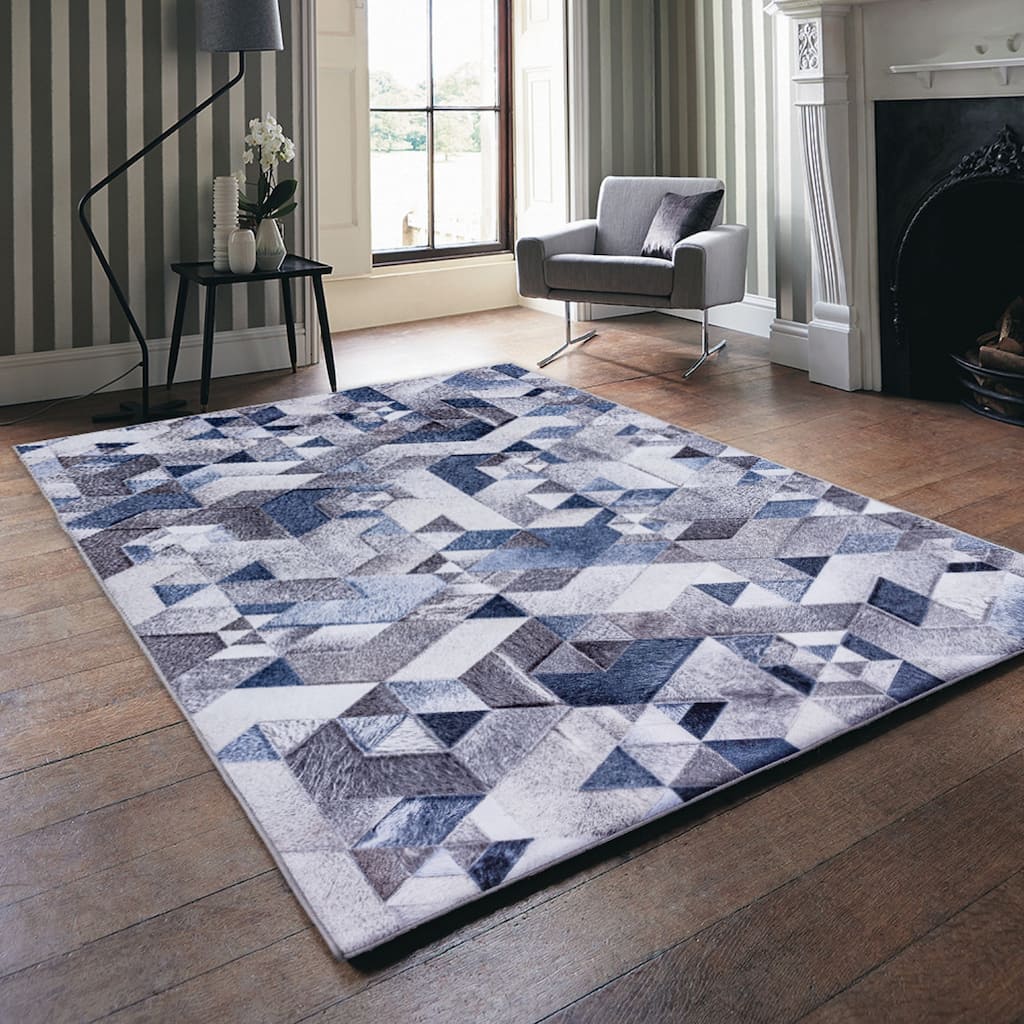 Capri Collection Patterned Faux Cowhide Printed Rug