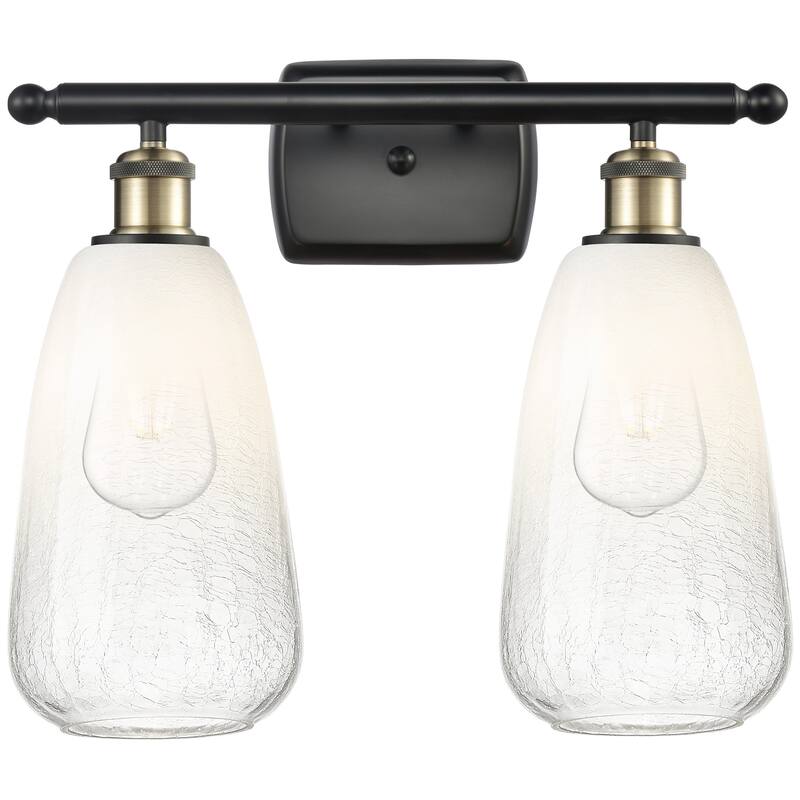 Innovations Lighting 516-2W-14-16 Brookhaven Almond Vanity Brookhaven - Black Antique Brass / Opal