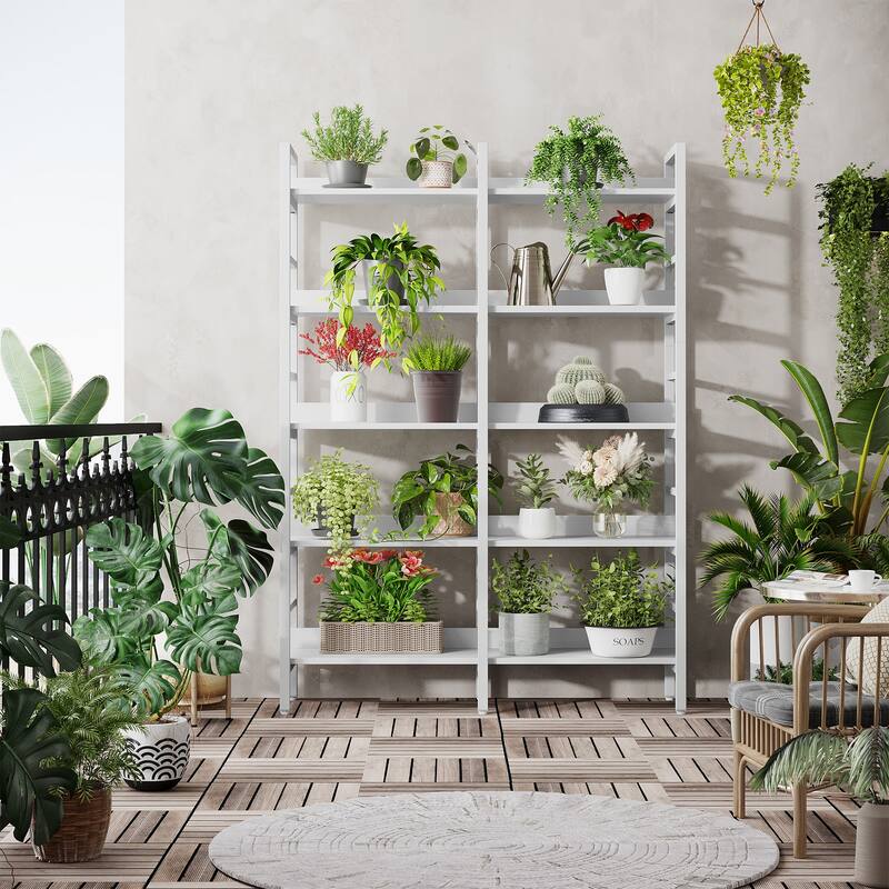 5-Tier Industrial Bookshelf, Wood and Metal