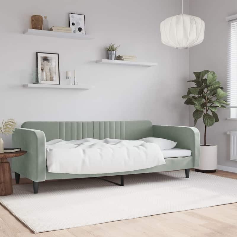 vidaXL Day Bed Upholstered Sleeper Sofa Bed for Bedroom Living Room Velvet - Light gray