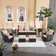 OVIOS 6-piece Rattan Wicker Patio Furniture Set Swivel Rocking Chair Set