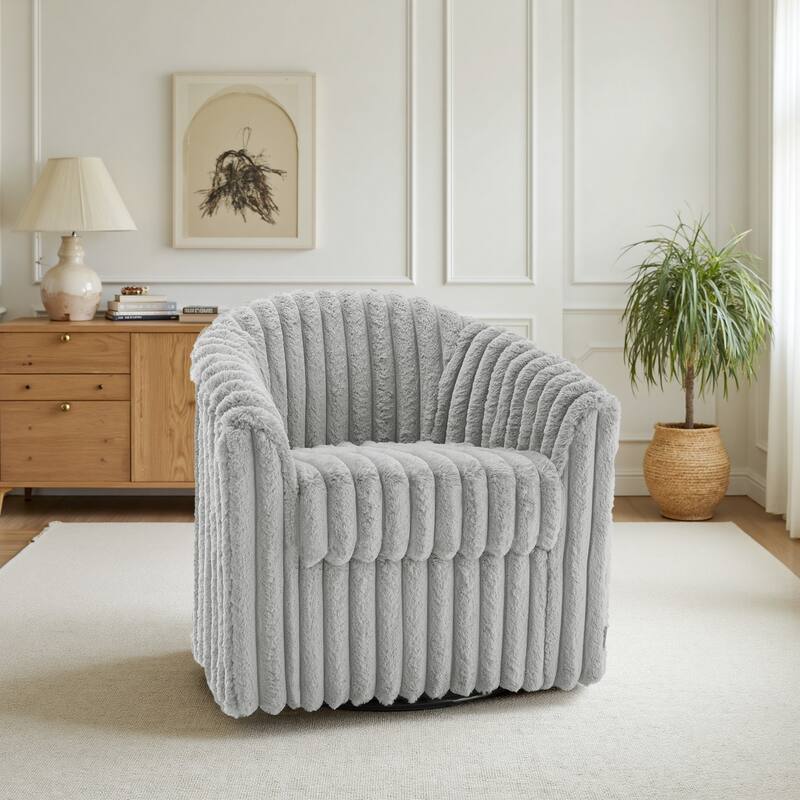Modern Cotton Flannel Swivel Accent Chair Plush Barral Chair