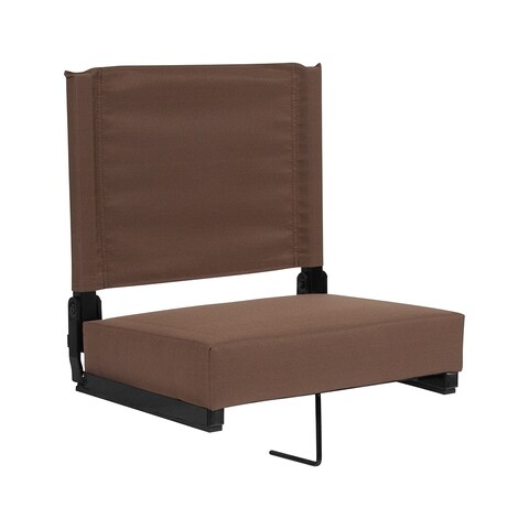 Offex Comfort Ultra Padded Stadium Seat w/ Builtin Bleacher Hook-Brown - Brown - 18"W x 14"D x 18"H
