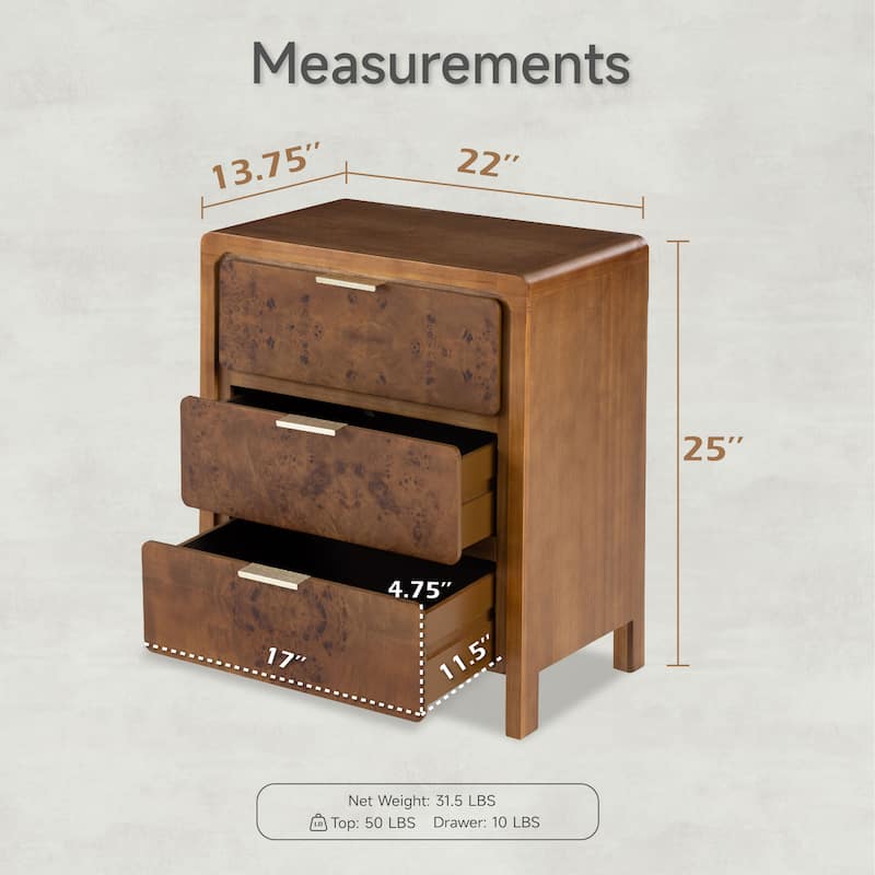 COZAYH Fully-Assembled Farmhouse Nightstand, Rustic Distressed Wood Retro Accent Dresser, Chest of Drawers,Boho