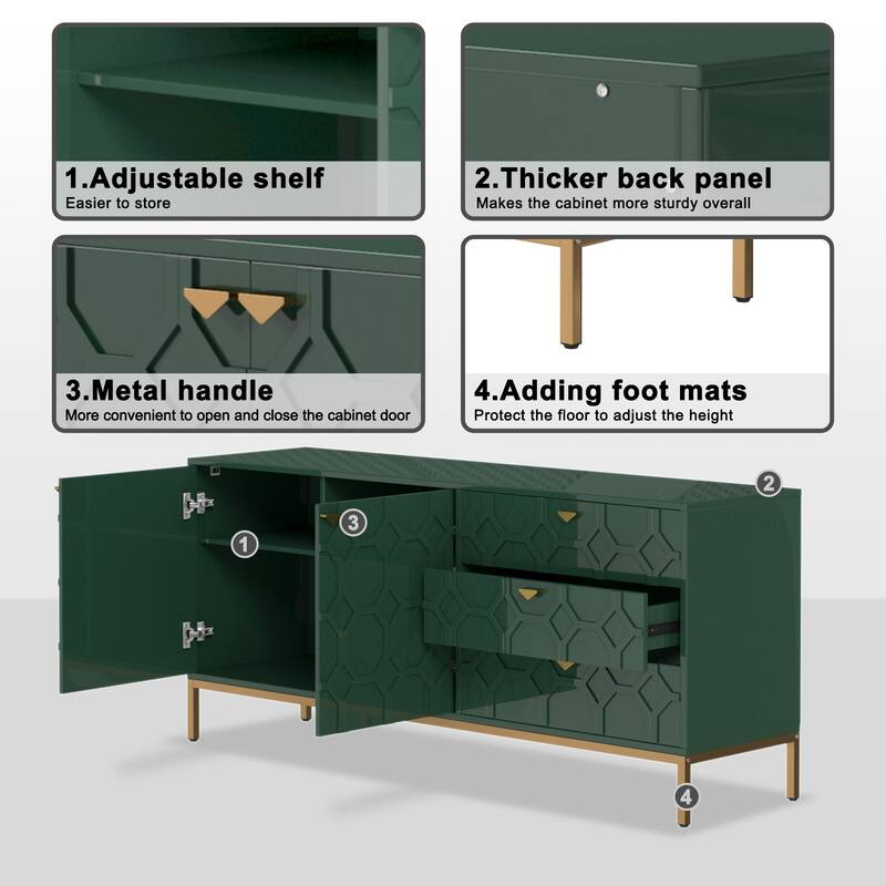 Clihome 2-Door Accent Cabinet with 3 Drawer Dressers