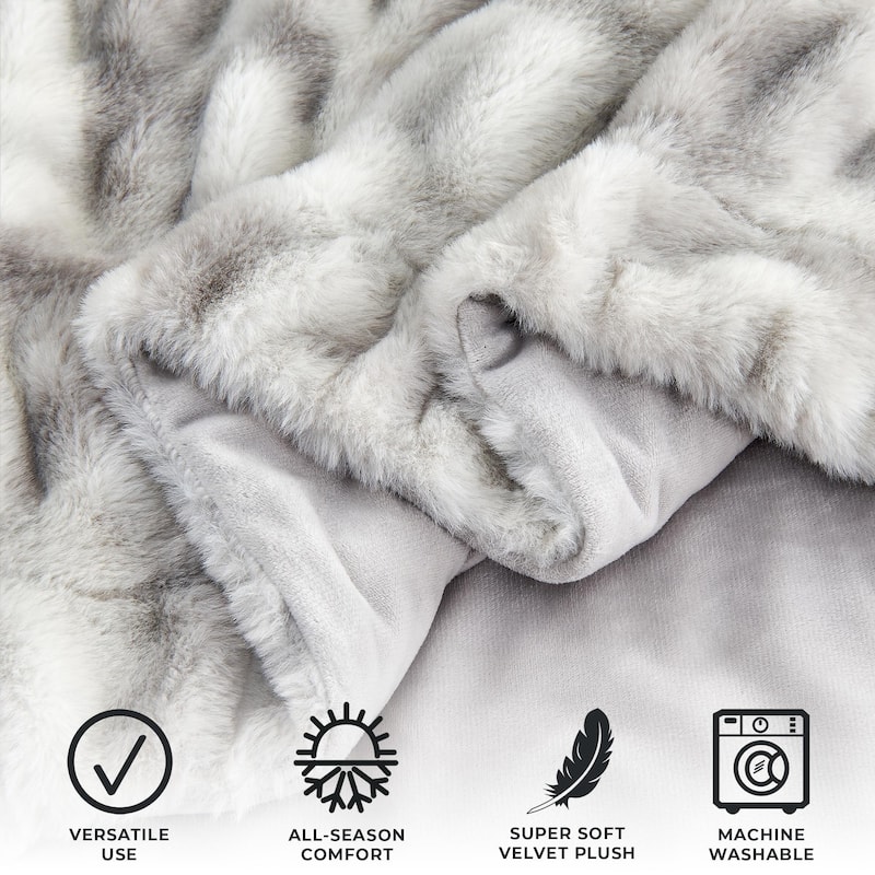Luxurious Ruched Faux Fur Reversible Microfiber Throw
