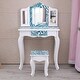 preview thumbnail 10 of 9, Kids Three-Fold Mirror Dressing Table Vanity Table Set Blue Zebra