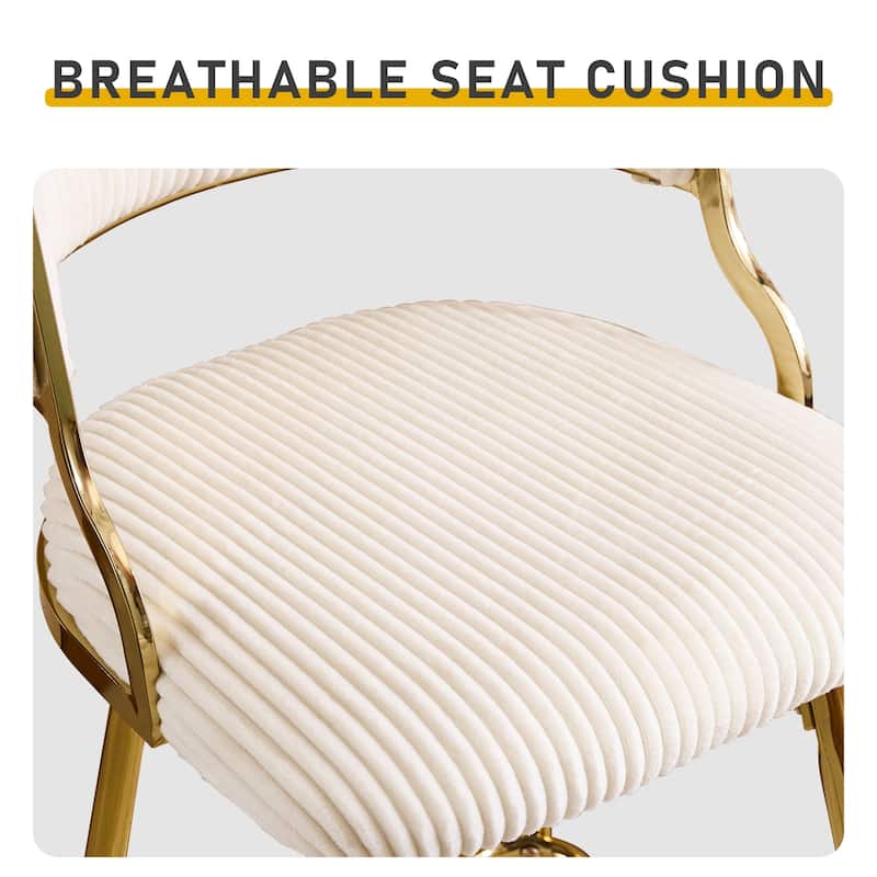 Modern Velvet Bar Stool Set of 2 with Gold Steel Frame and Ergonomic Backrest for Indoor Seating