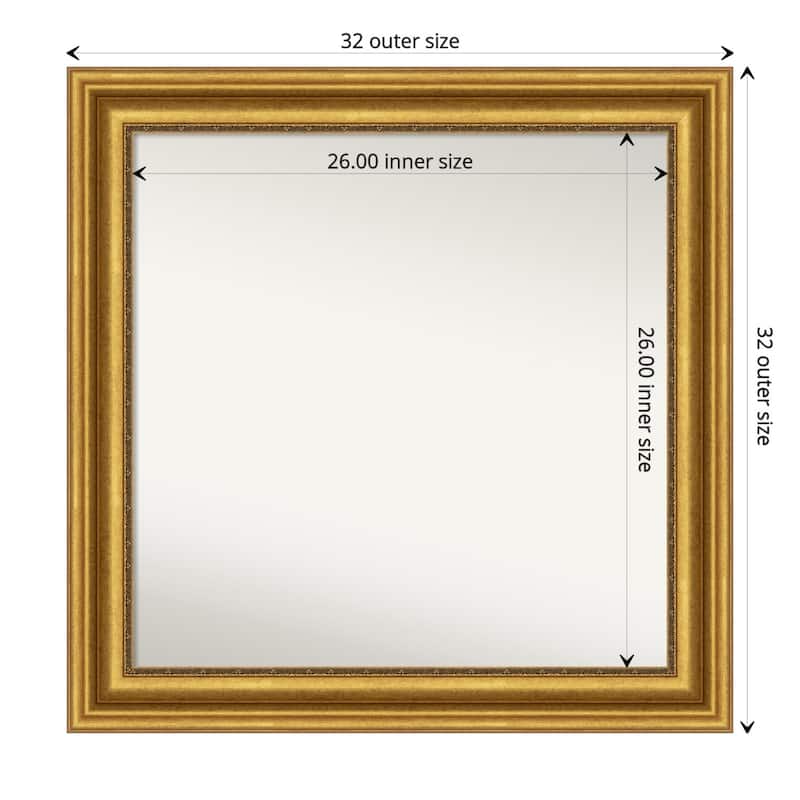 Non-Beveled Bathroom Wall Mirror - Parlor Gold Frame - 32 x 32 in - Parlor Gold
