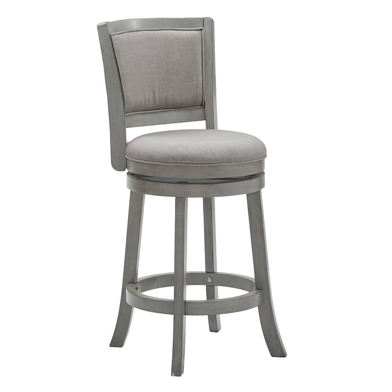 Menas Upholstered Back Swivel Stool by iNSPIRE Q Classic - Antique Grey-Grey Linen - Counter Height