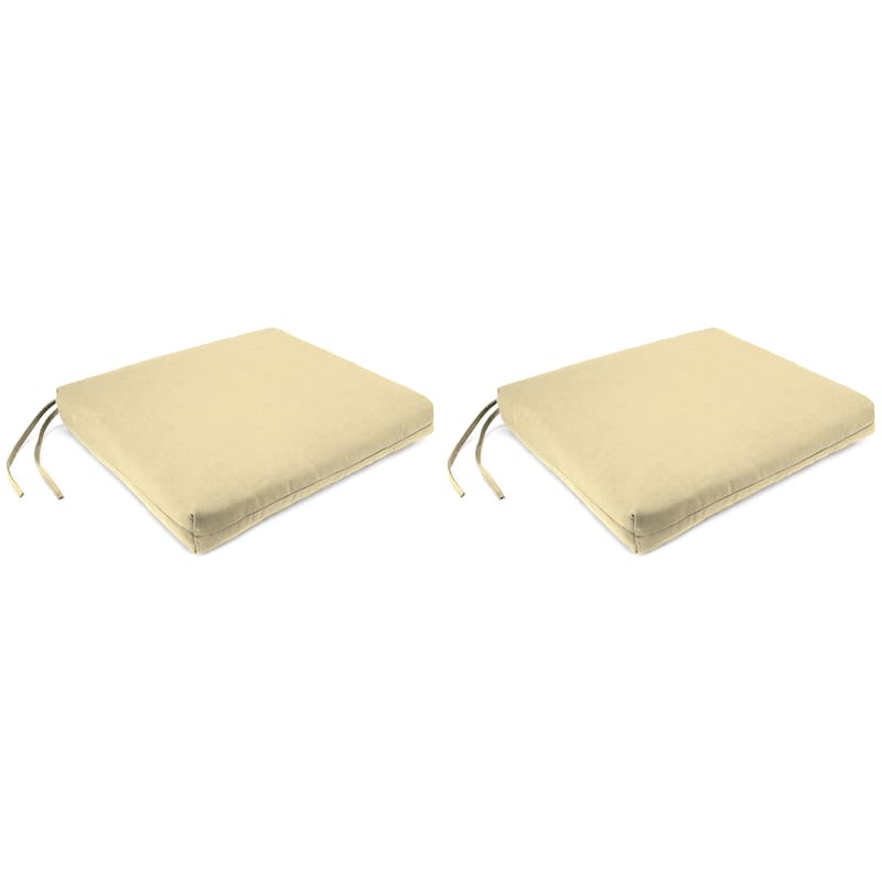 Sunbrella 19" x 17" Outdoor Seat Cushion with Ties - Set of 2 - 19" W x 17" L x 2" H - Canvas Vellum