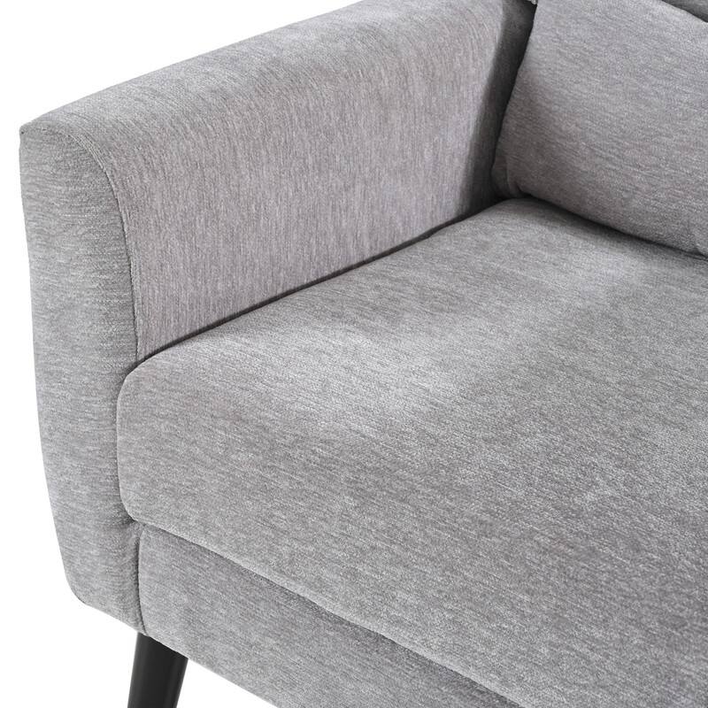 Modern Chenille Upholstered Armchair with Pillow and Solid Wood Leg