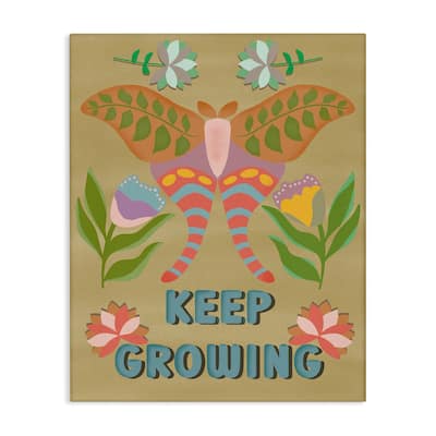 Stupell Keep Growing Butterfly Canvas Wall Art Design By Julia Fox